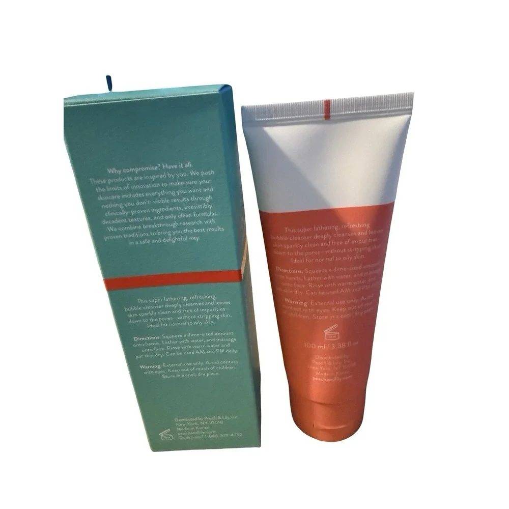 Peach & Lily Hydrobubble Deep Foam Cleanser Full Size 100 ml 3.38 oz NIB